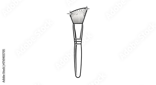 A whitebristled brush with a long handle outlined in black with sparkle details