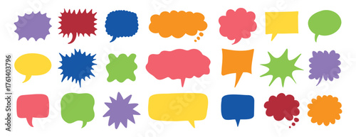 colorful speech bubbles set. Hand drawn vector cute communication bubbles. speech bubble collection