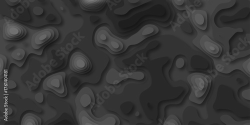 Monochromatic abstract topographic map design with layered contour lines creating a sense of depth and organic form for versatile background applications