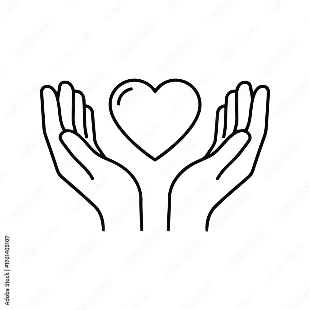 Obraz premium Hands holding a heart symbol, representing care and love