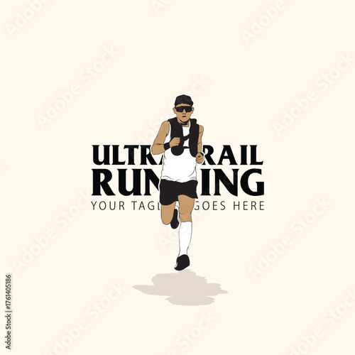 ultra trail run illustration image for background and logo vector