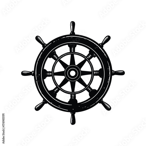 Ship wheel silhouette, wheel silhouette vector