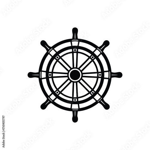 Ship wheel silhouette, wheel silhouette vector