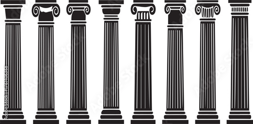 Set of Classical Greek Columns pillar architecture