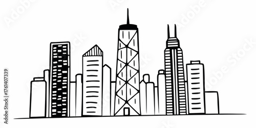 Chicago Skyline in Lights Silhouette .Chicago skyline with skyscrapers at sunset sunrise and dusk