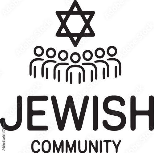 Jewish community symbol with star of david and people icons for cultural representation vector