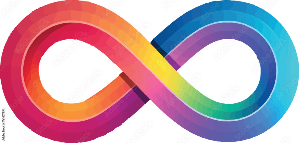 Obraz premium Colorful Infinity Loop Symbol – Gradient Endless Concept of Creativity, Connection, and Continuity