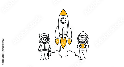 Children Astronauts Ready for Space Exploration Mission Launch