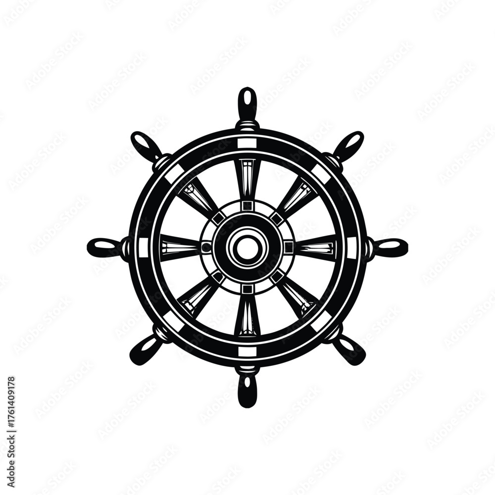Obraz premium Ship wheel silhouette, wheel silhouette vector