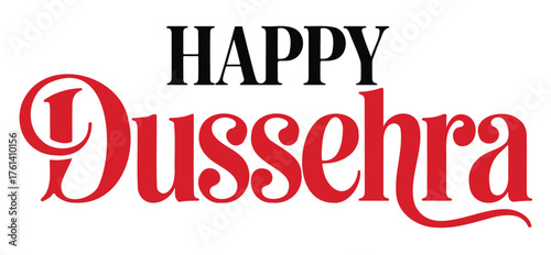 Wallpaper Mural Happy Dussehra typography in red and black a festive greeting for the Indian festival isolated on white Torontodigital.ca