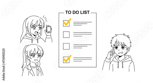 Examining the To Do List and Characters Reactions in Anime Style