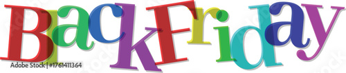 Black Friday text with overlapping colorful translucent letters word sale