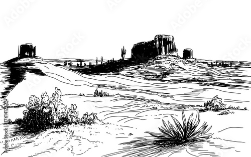 a wide desert landscape featuring mesas, sparse vegetation, and open space, symbolizing solitude, nature, and vast beauty.