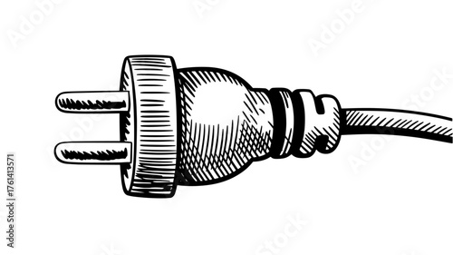 a two-pin electric plug with cable, representing power connection, energy supply, electricity, and technology concept.