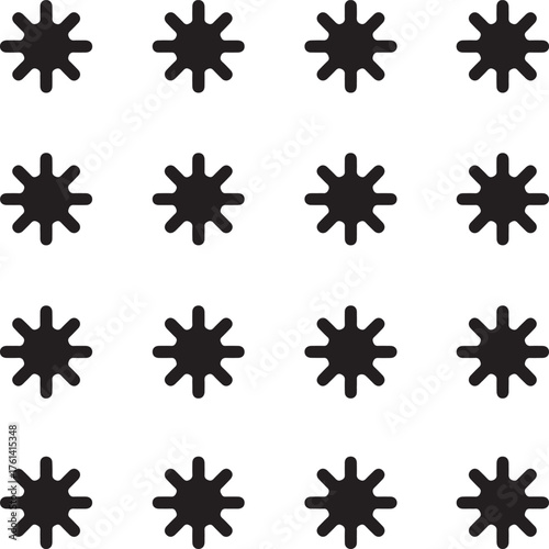 Repeating Pattern of Black Starburst Shapes repetition