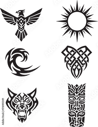 Tribal tattoo style graphic elements collection vector