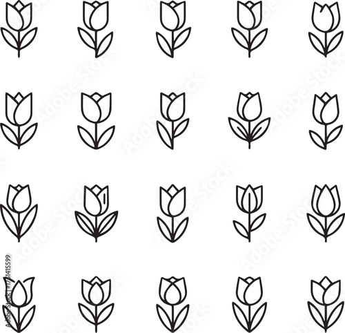 Tulip Flower Line Art Collection floral nature