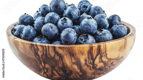 Wallpaper Mural A wooden bowl filled with fresh blueberries, showcasing their vibrant color and texture in detail close up on transparent background Torontodigital.ca