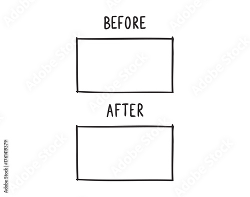 before and after screen rectangle frames. before after banner with empty space. Hand drawn doodle line template for graphic design. 