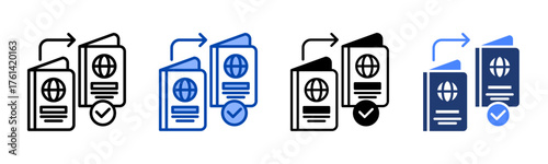 Naturalization icon set multiple style collection
