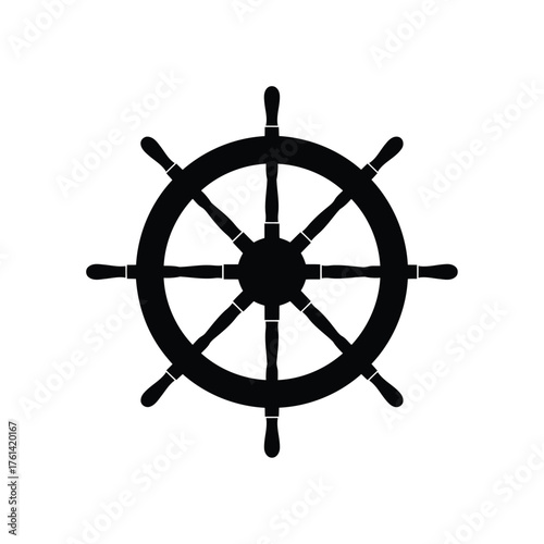 Vector illustration of black ship wheel