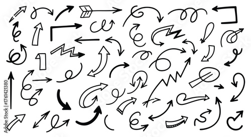 Vector illustration of collection of handdrawn arrow icons