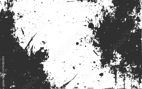 Black paint, ink splash, brushes ink droplets, blots. Black ink splatter background,Vector abstract style black grange ink and brushes design