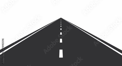 Straight Road with Dotted Center Line Black and White