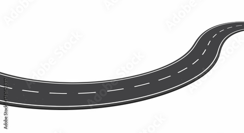 Curvy Road with Perspective Isolated on White