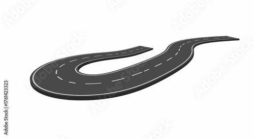 Curvy S-Shaped Road 3D Illustration