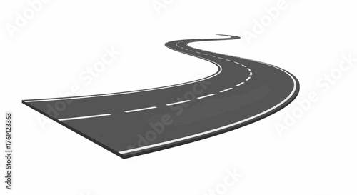 Curvy Winding Road with White Dashed Line