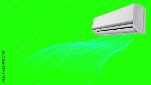Cool Air Flow Stream Animation from AC Unit on Green Screen Background

