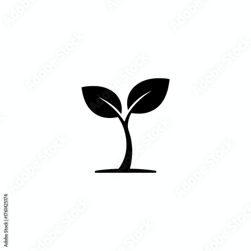 Vector icon of a small plant shoot with two leaves