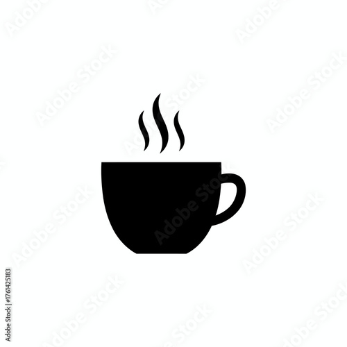 Coffee cup vector icon with steam line