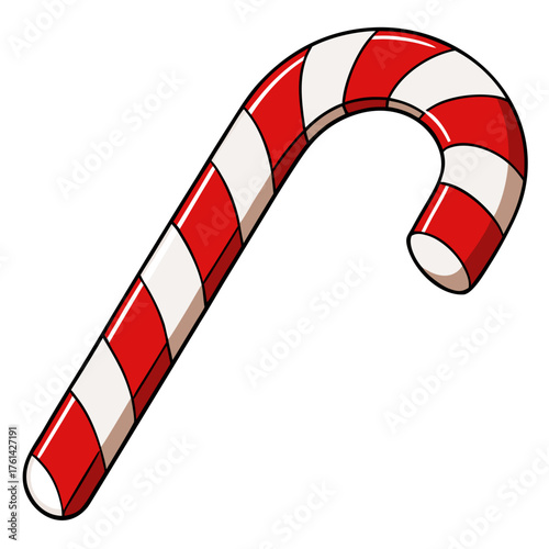 Classic red and white striped Christmas candy cane illustration  