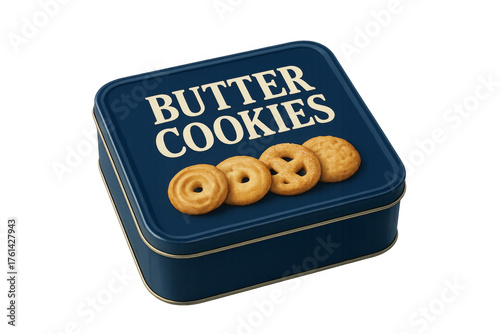 Butter cookies tin box with biscuits