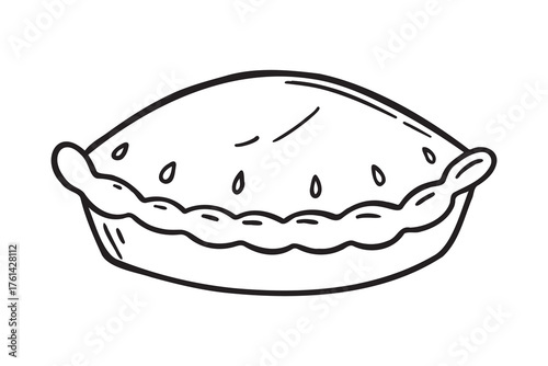 baking a round pie icon doodle hand drawn. Outline traditional pie line drawing clipart symbol
