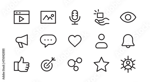blogging, blog, blogger line and flat icons set pack, editable stroke isolated on white, linear vector outline illustration, symbol logo design style