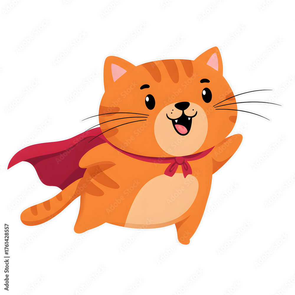 Obraz premium A cute cartoon kitten vector illustration of a happy domestic pet feline animal