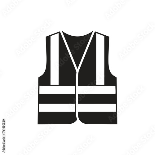 Vector illustration of black and white icon of a safety vest