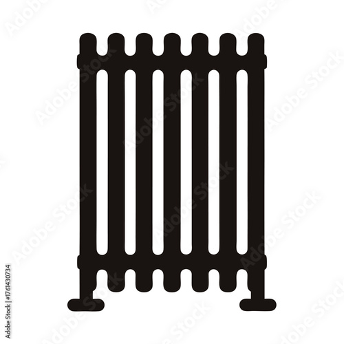 Isolated black silhouette of a traditional cast iron radiator appliance