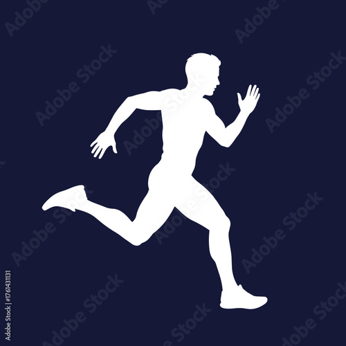 Male athlete running in silhouette against dark background  