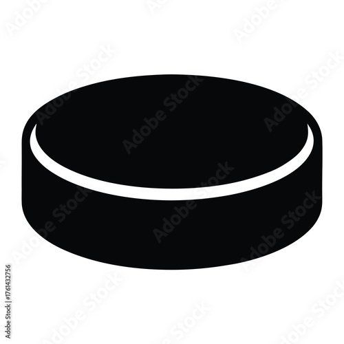 A simple black and white illustration of an ice hockey puck