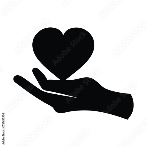 A symbolic representation of love and care being given in a hand