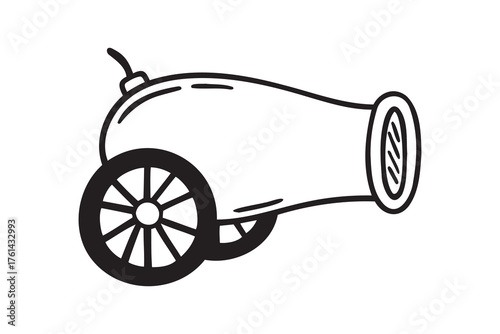 vintage cannon icon doodle hand drawn. Outline line drawing clipart symbol