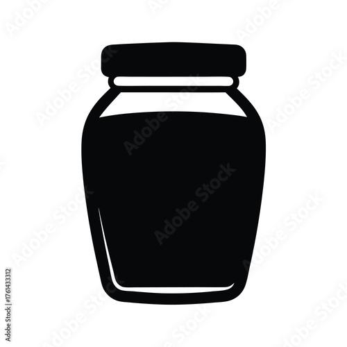 Silhouette of a filled jar against a white background, graphic image