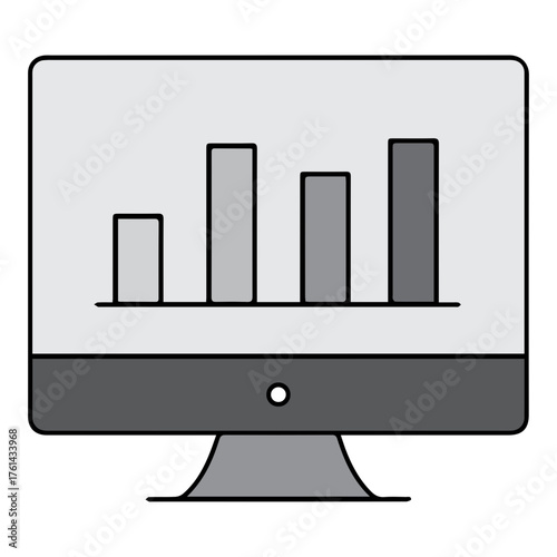 Computer with bar chart