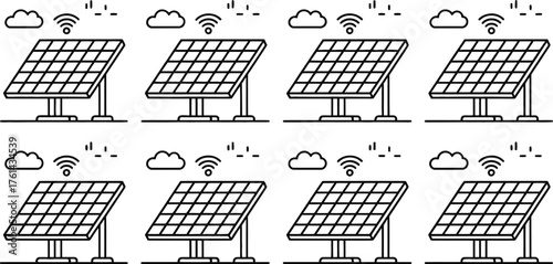 Solar panels renewable energy sustainable power vector design