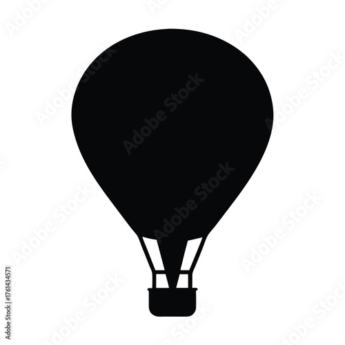 Silhouette of hot air balloon with basket and supporting structures design