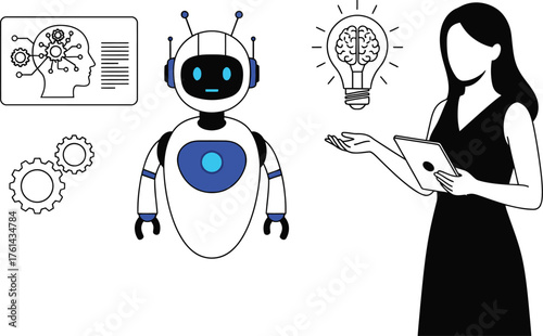 Artificial intelligence and machine learning technology concept